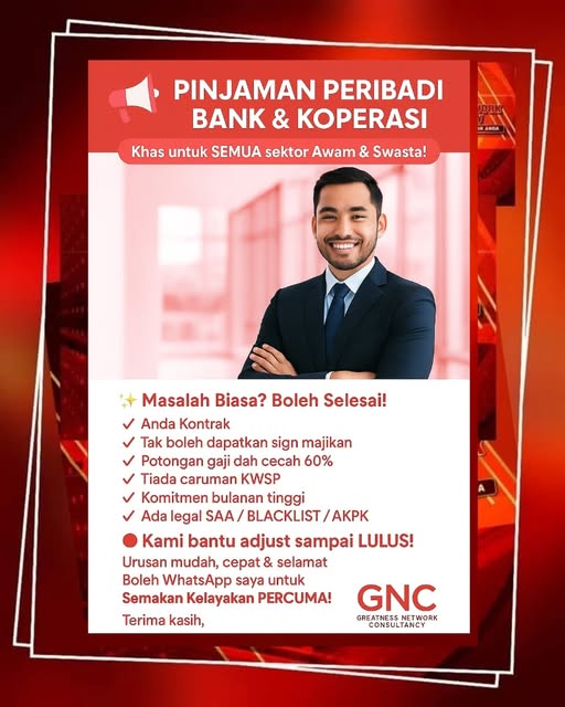 Pembiayaan Peribadi Bank & Koperasi Untuk Kakitangan Awam & Swasta