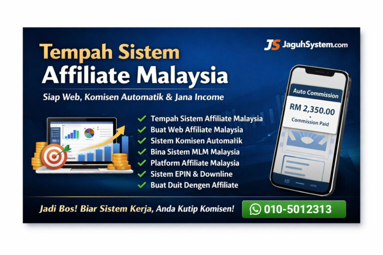 Tempah Sistem Affiliate Malaysia – Siap Web, Komisen Automatik & Jana Income
