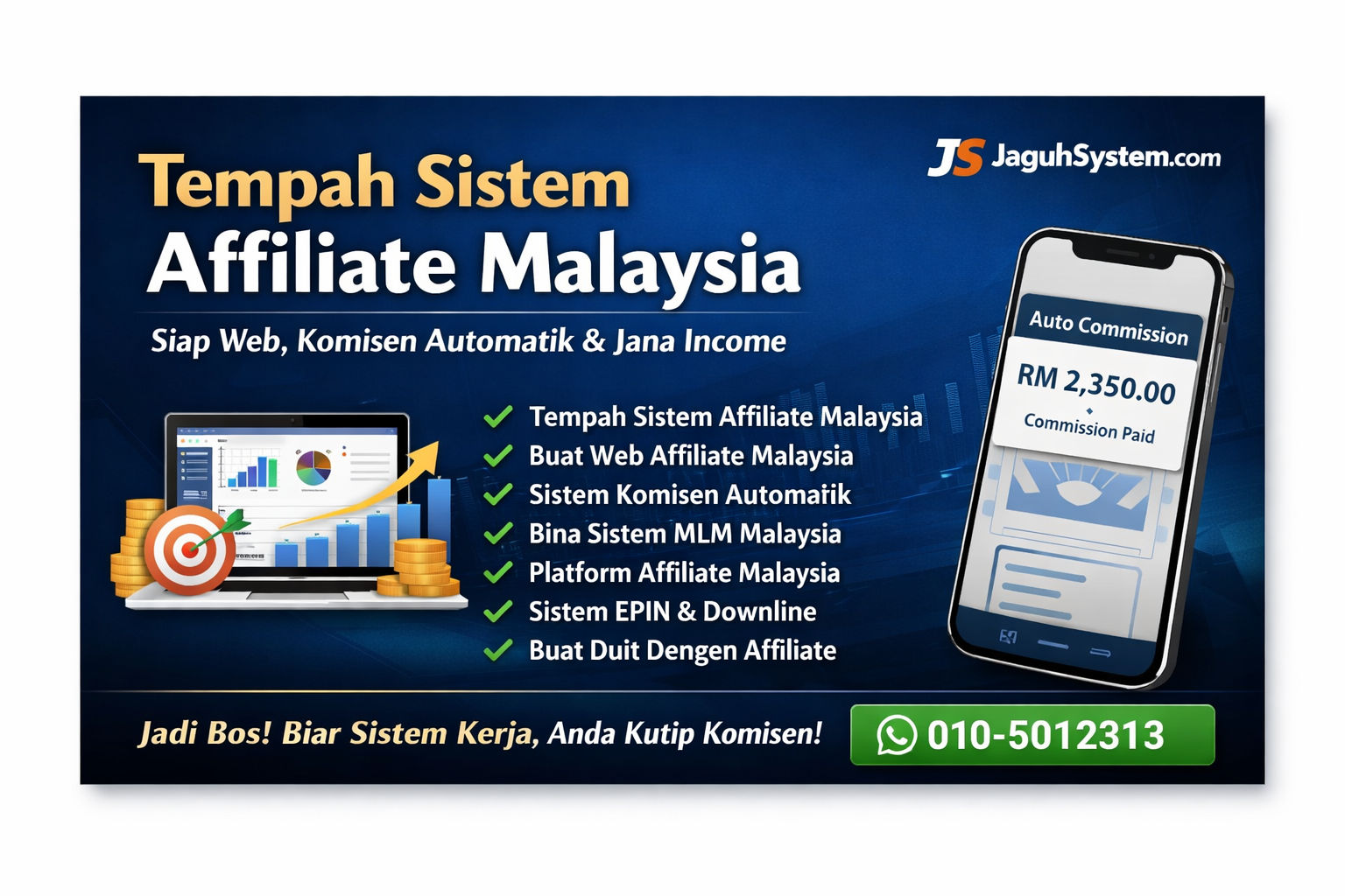 Tempah Sistem Affiliate Malaysia – Siap Web, Komisen Automatik & Jana Income