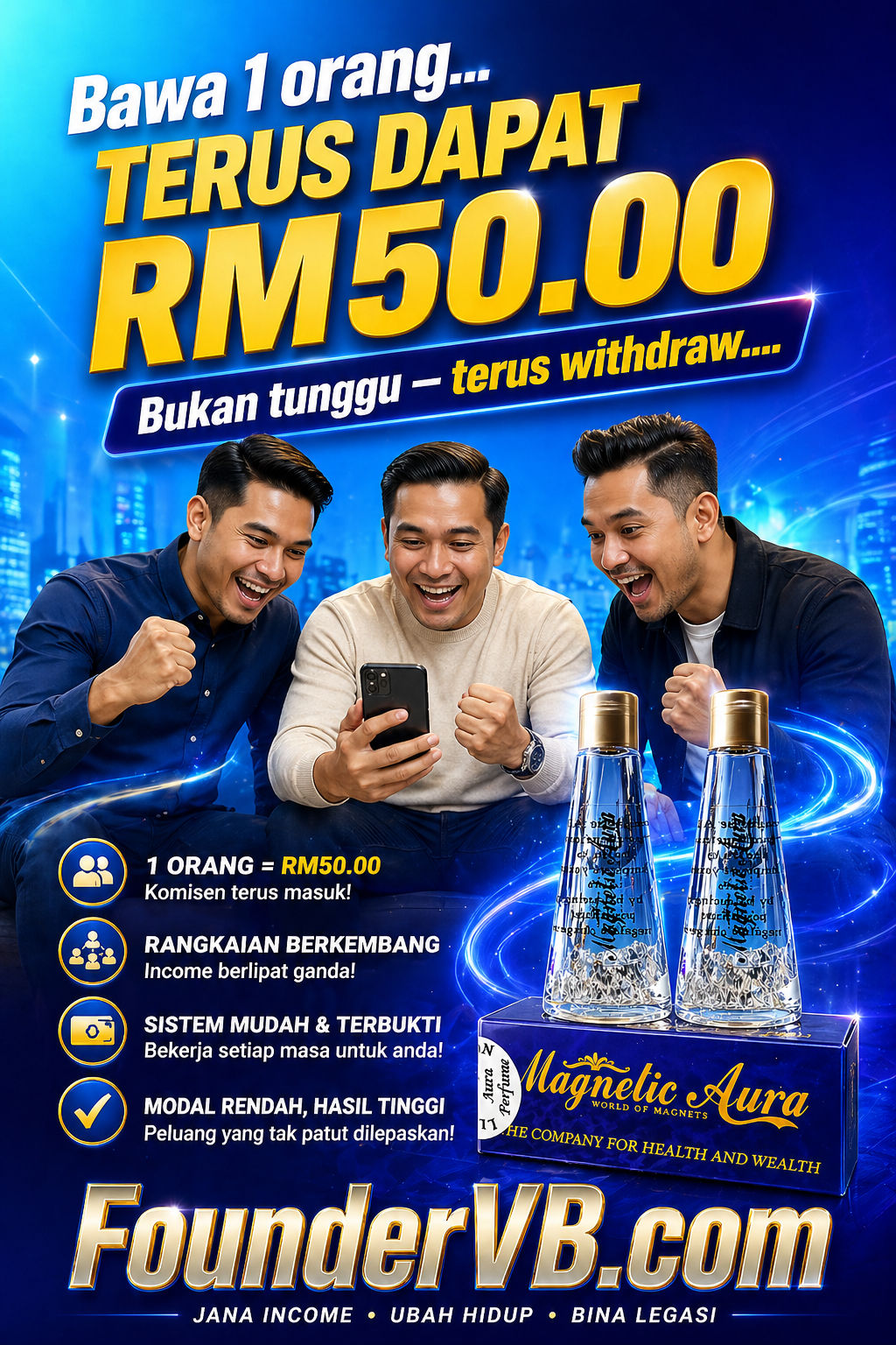 Komisen RM50 – per Sale. Magnetic Aura