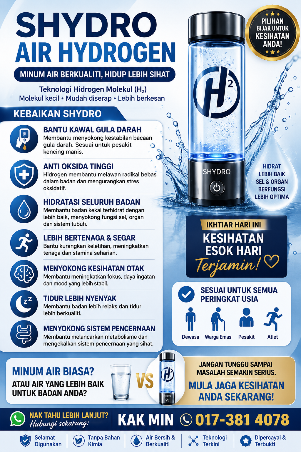 Air Hydrogen SHYDRO – Bantu Kawal Bacaan Gula Darah Secara Semula Jadi