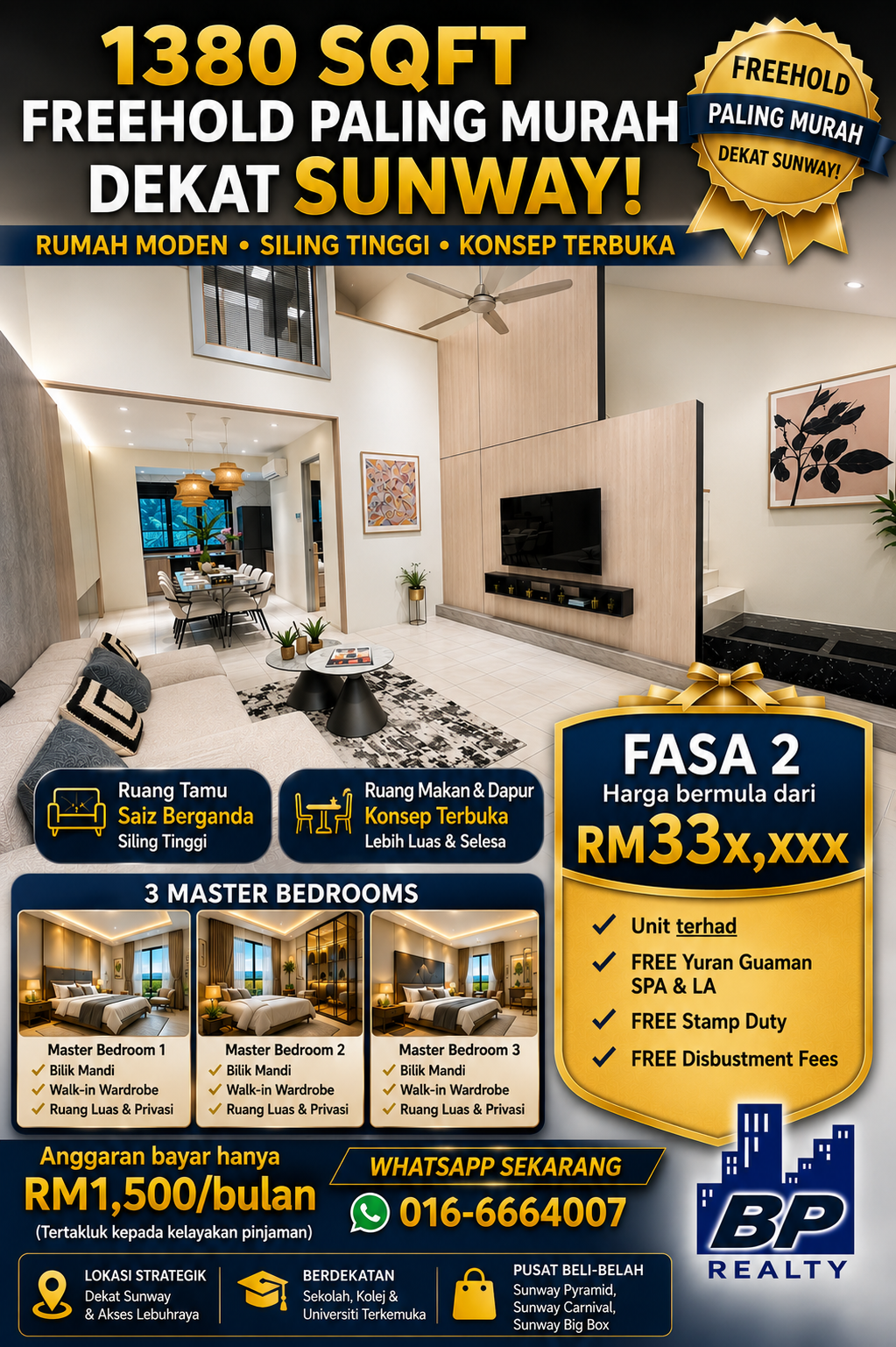 Freehold Paling Murah dekat Sunway Tambun