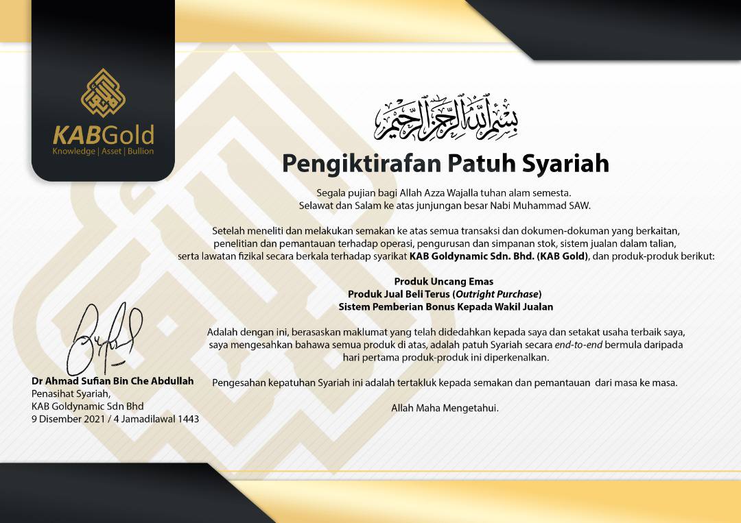 KABGOLD Syarikat Emas Bumiputera Patuh Syariah