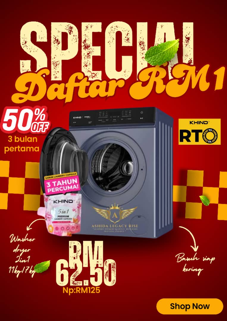 MESIN BASUH 2in1 cuci terus kering free sabun