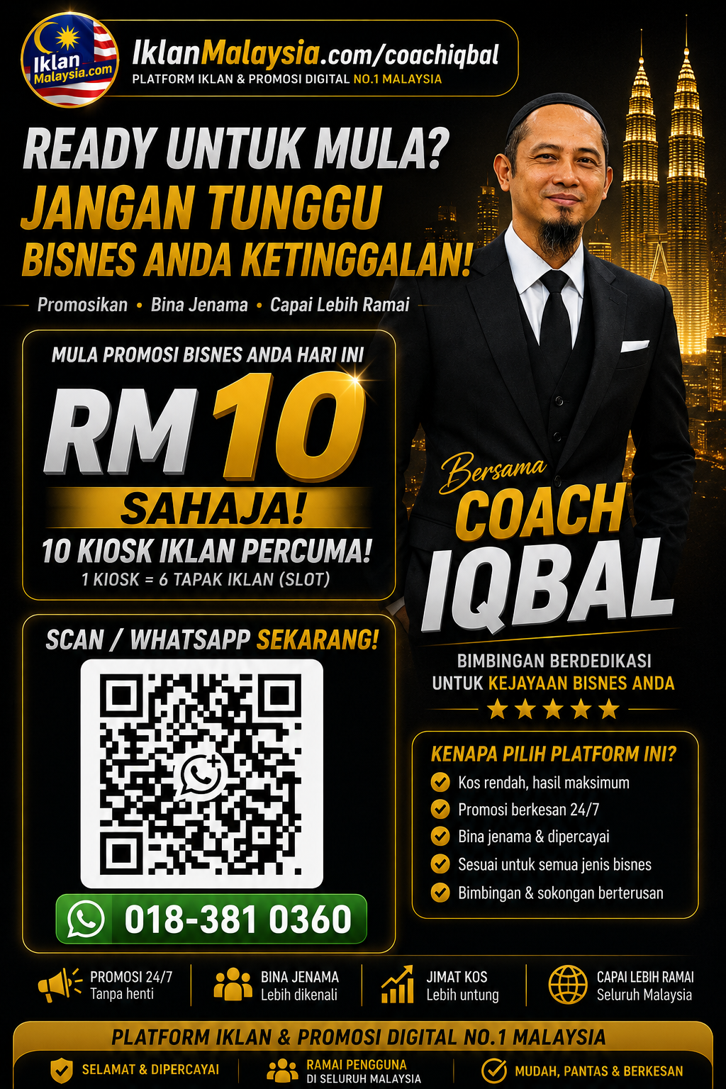 Promosi Digital RM10 | 10 Kiosk Iklan Percuma Bersama Coach Iqbal