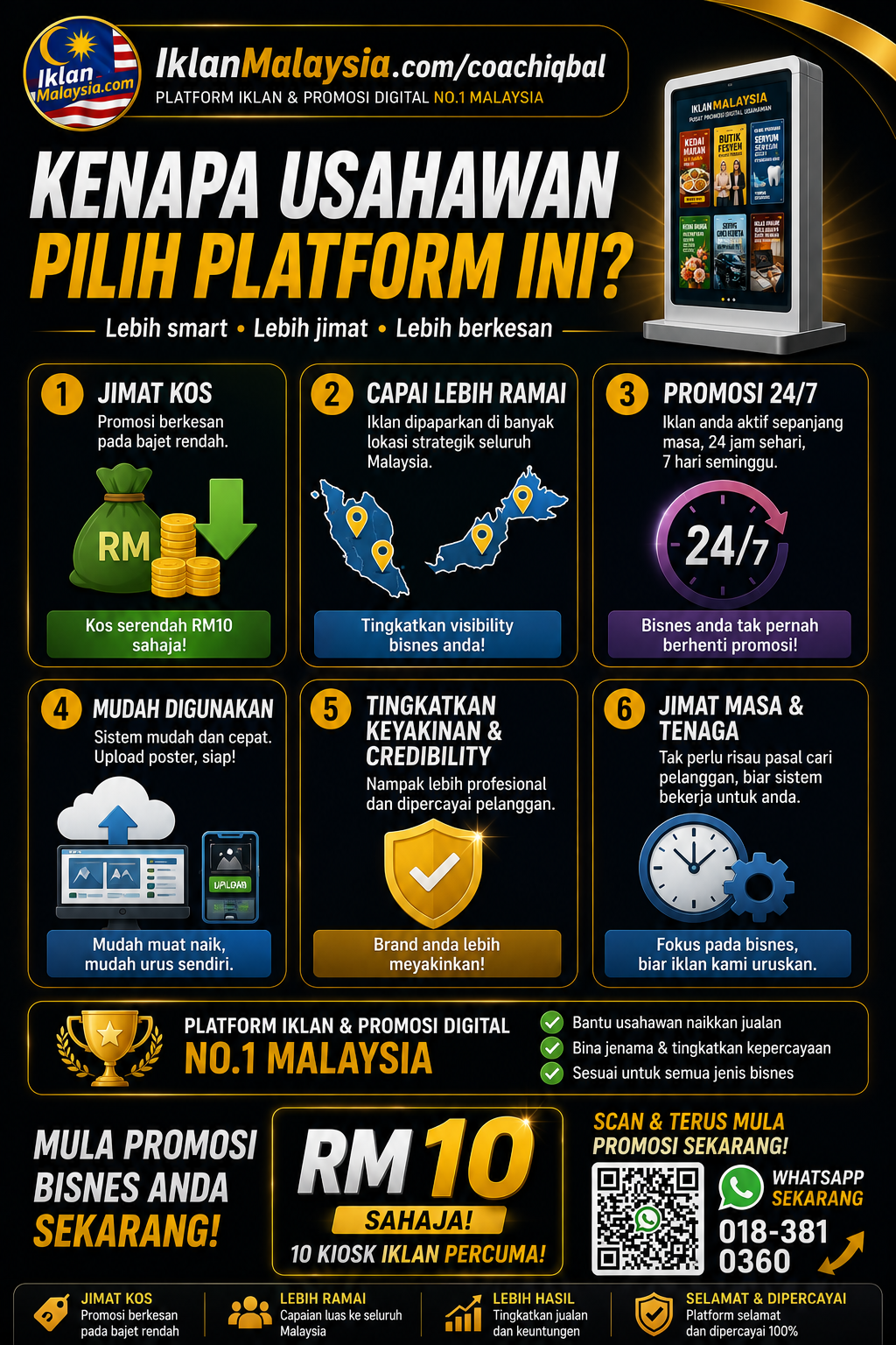 Promosi Digital RM10 | 10 Kiosk Iklan Percuma Bersama Coach Iqbal