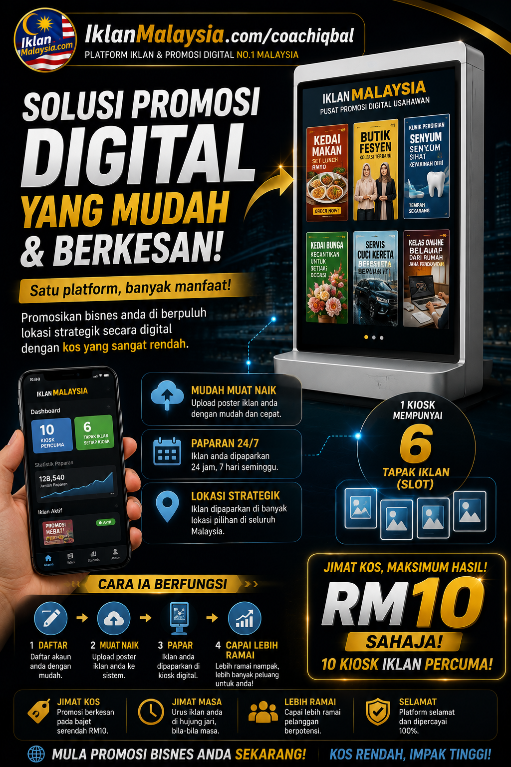 Promosi Digital RM10 | 10 Kiosk Iklan Percuma Bersama Coach Iqbal
