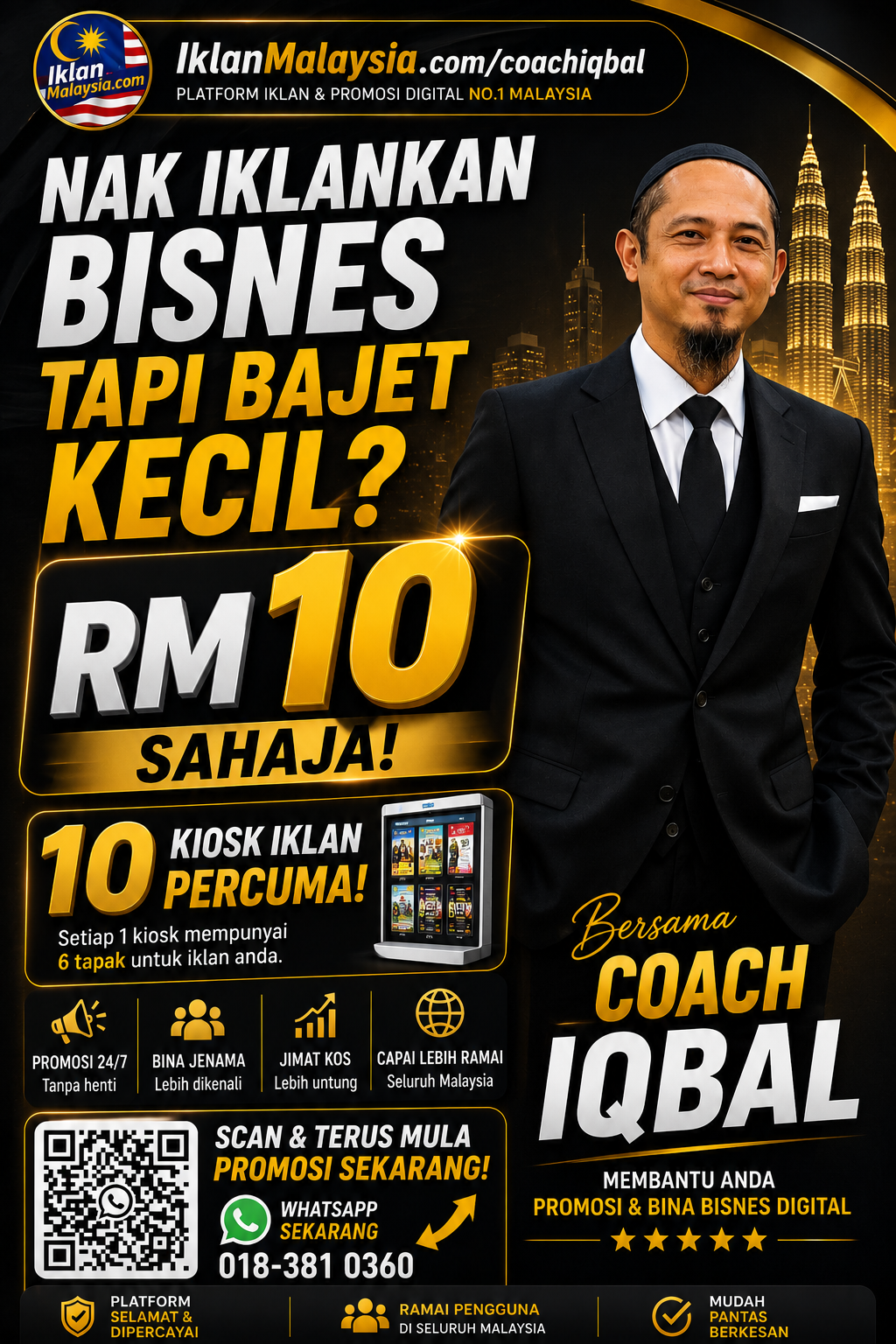 Promosi Digital RM10 | 10 Kiosk Iklan Percuma Bersama Coach Iqbal