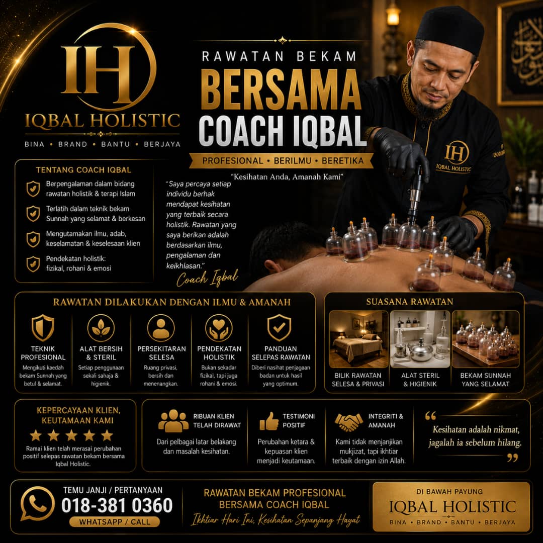 BEKAM SUNNAH PROFESIONAL DI MELAKA I RAWATAN SAKIT BADAN, ANGIN & MIGRAIN – IQBAL HOLISTIC