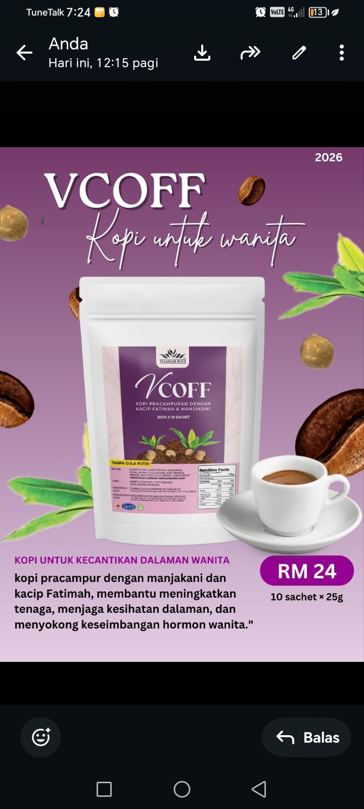 Kopi Vcoff khas untuk wanita hebat
