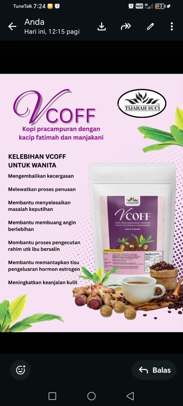 Kopi Vcoff khas untuk wanita hebat