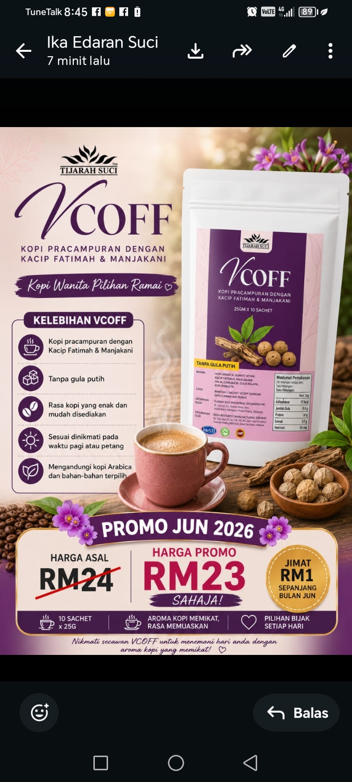 Kopi Vcoff khas untuk wanita hebat