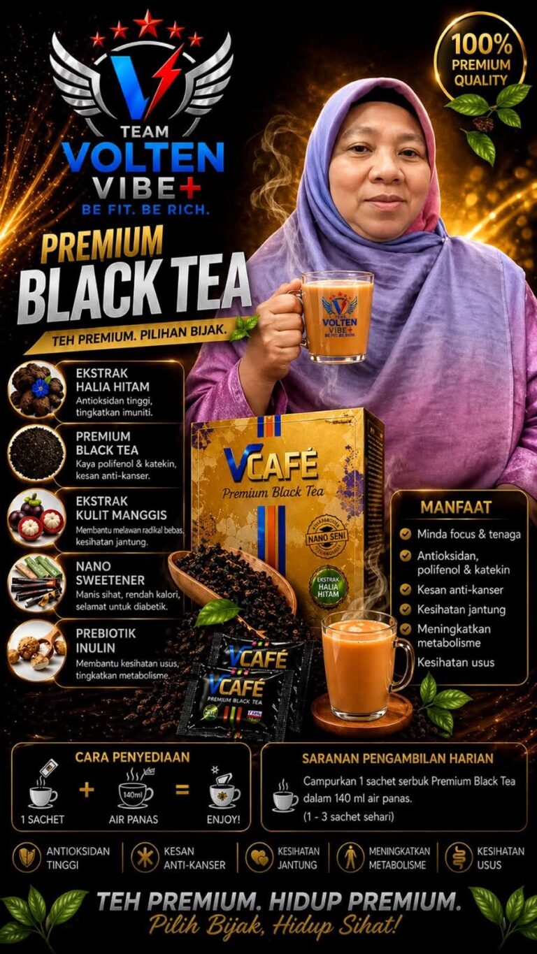 VCAFE PREMIUN BLACK TEA MINUMAN TEH SEDAP DAN PENUH KHASIAT DARI SUMBER ALAM SEMULA JADI