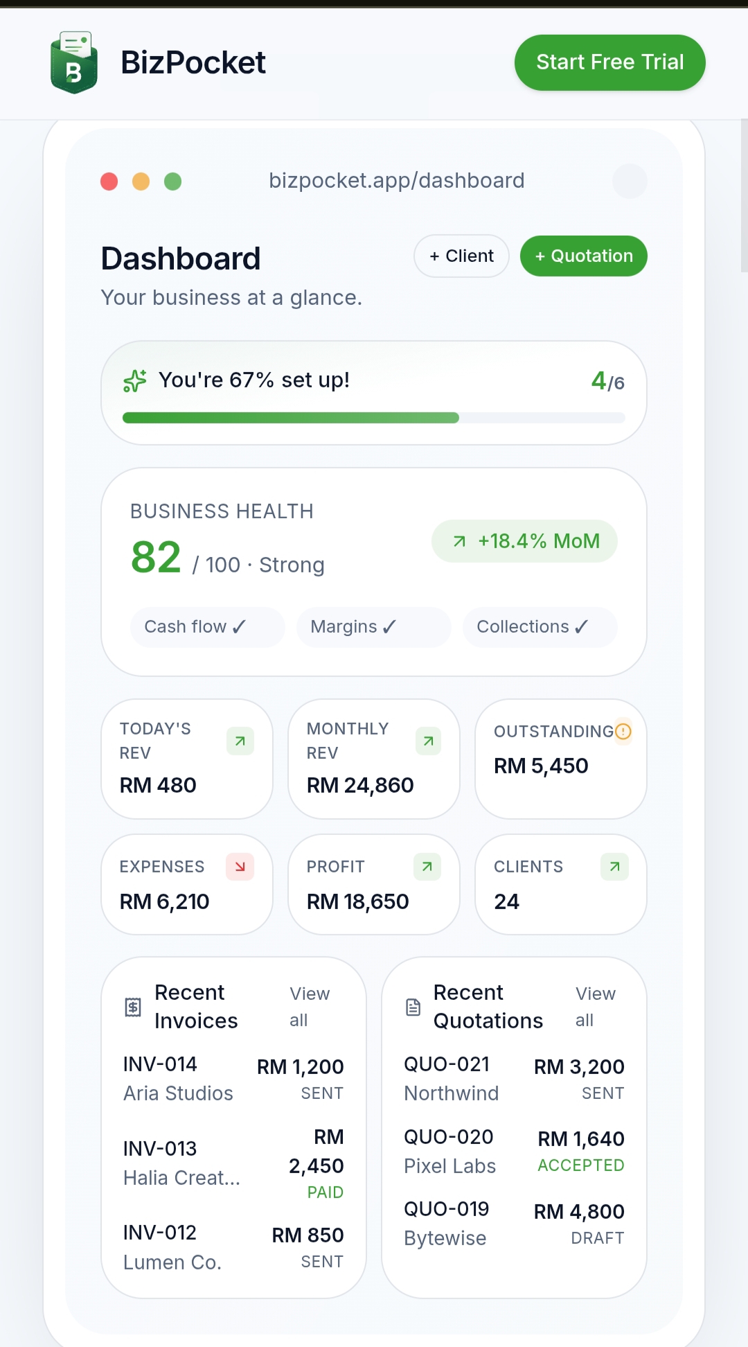 BizPocket-Aplikasi urus cash flow.