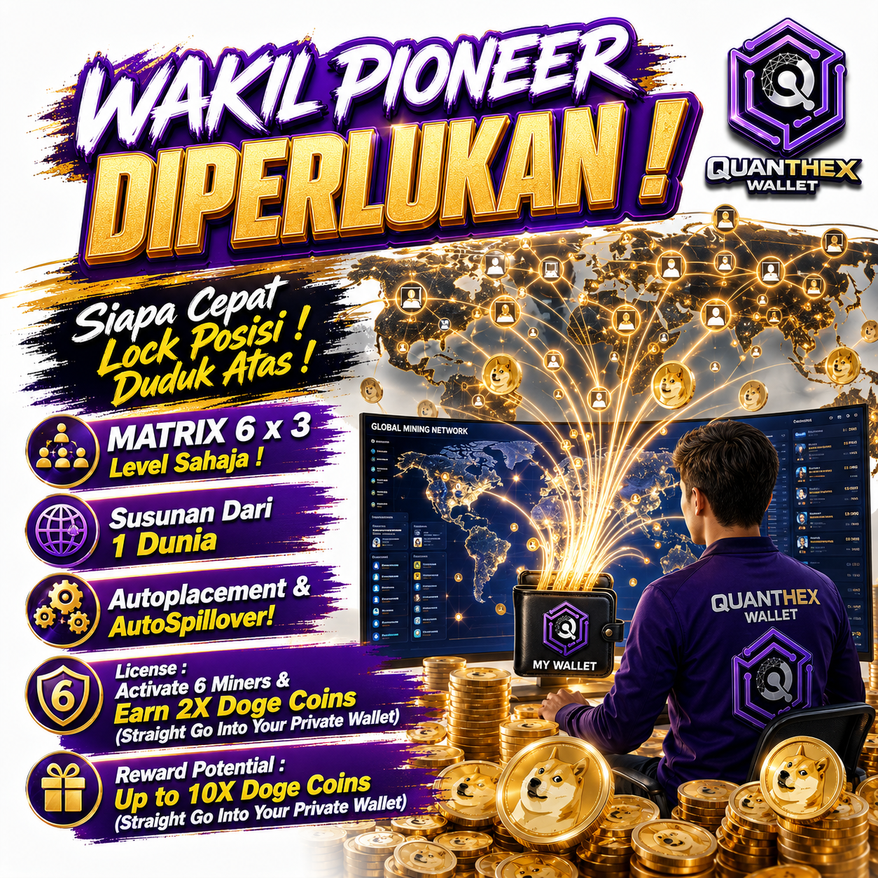 Matrix 6×3 Je Bos! Sistem Auto-Spillover Tengah Mengganas, Cepat Lock Top Position! Market 1 Dunia!