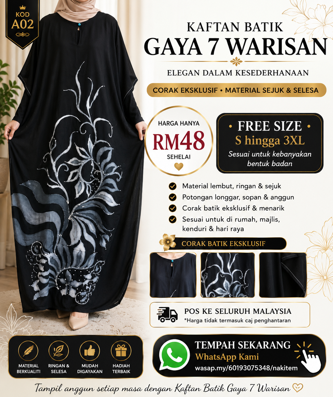 Kaftan Batik/ Baju tidur kelawar