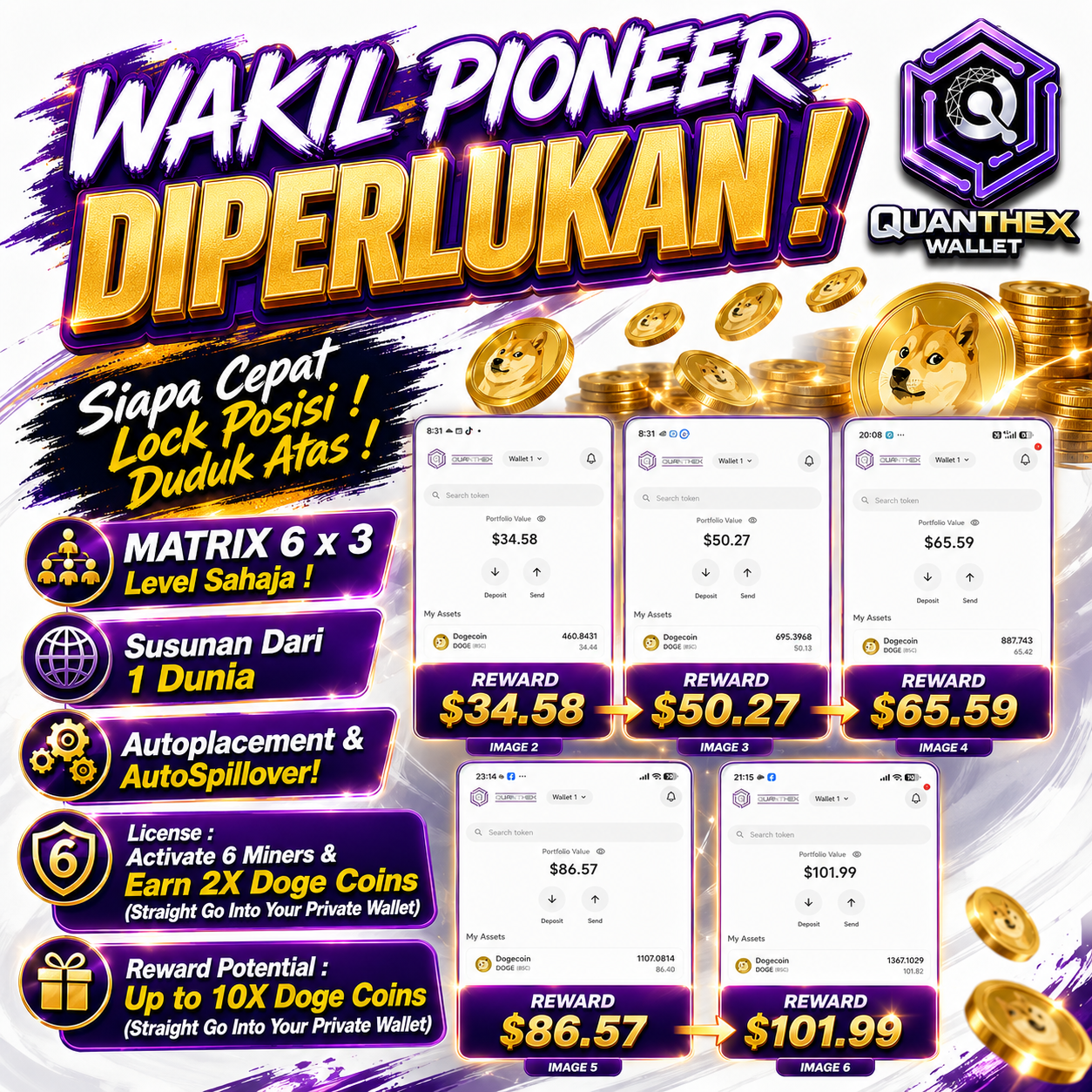 Matrix 6×3 Je Bos! Sistem Auto-Spillover Tengah Mengganas, Cepat Lock Top Position! Market 1 Dunia!