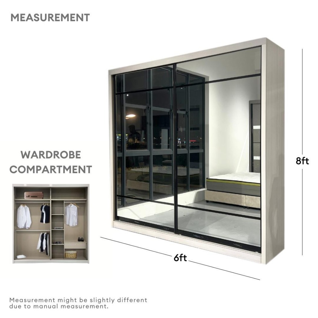 Almari pakaian 8×8 full mirror
