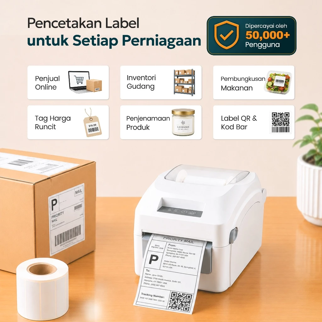 TIMOZIA Bluetooth Thermal Printer | Shipping Label, Barcode, Air Waybill, A6, AWB Wireless Printing