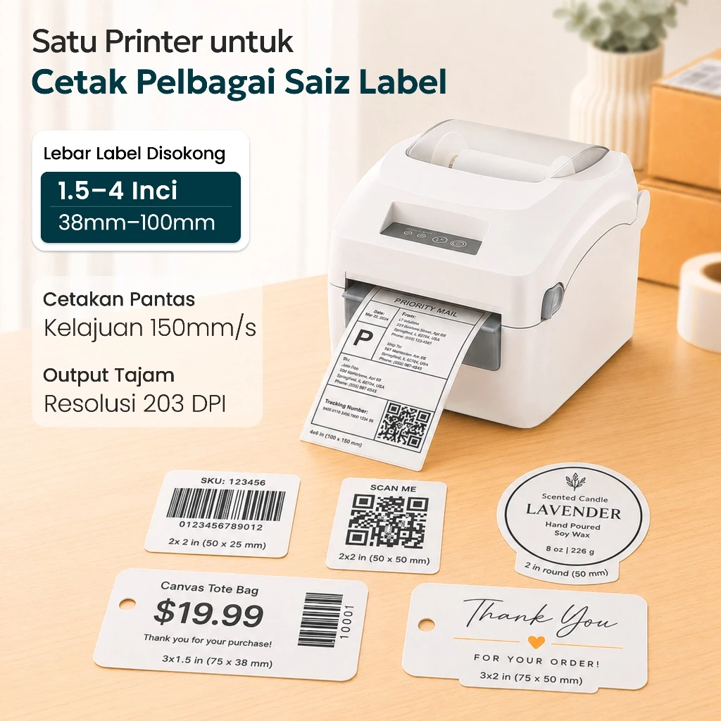 TIMOZIA Bluetooth Thermal Printer | Shipping Label, Barcode, Air Waybill, A6, AWB Wireless Printing