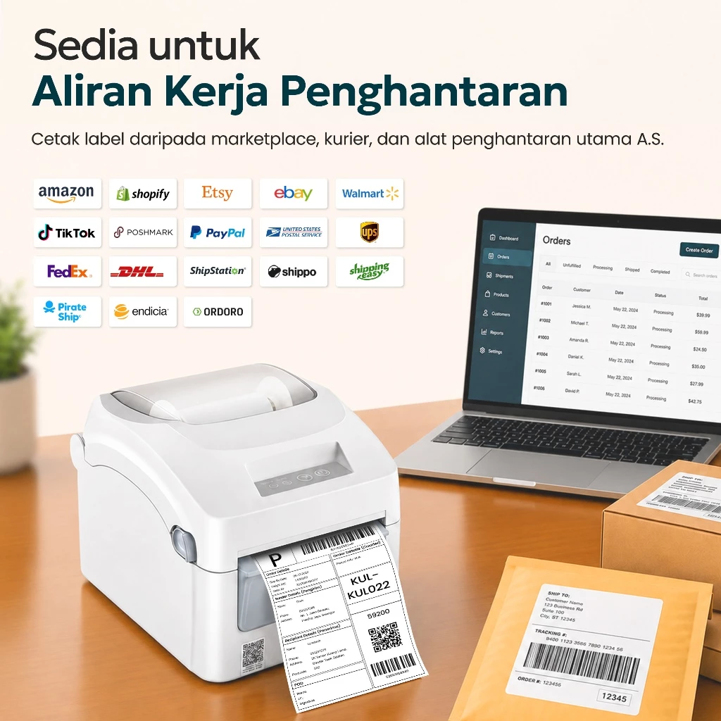 TIMOZIA Bluetooth Thermal Printer | Shipping Label, Barcode, Air Waybill, A6, AWB Wireless Printing